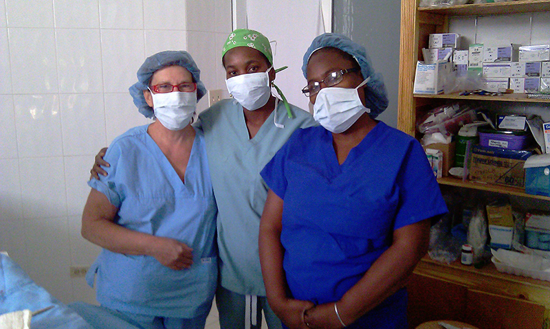 Nursing staff in central supply area